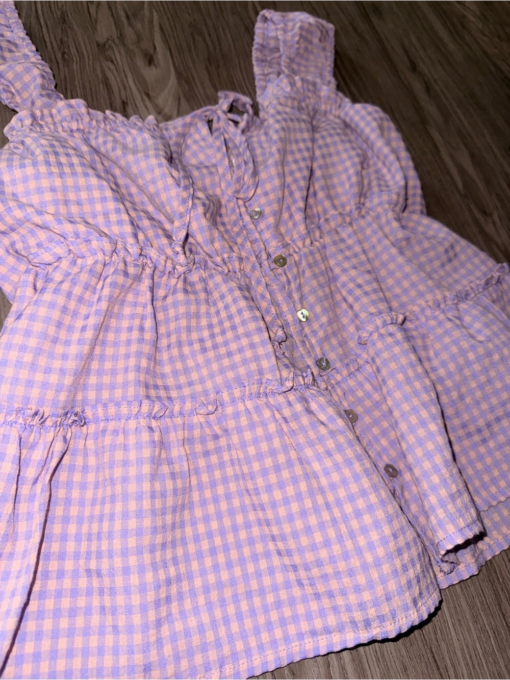 Rewind Lavender Gingham Ruffle Tank - Picture 2 of 5